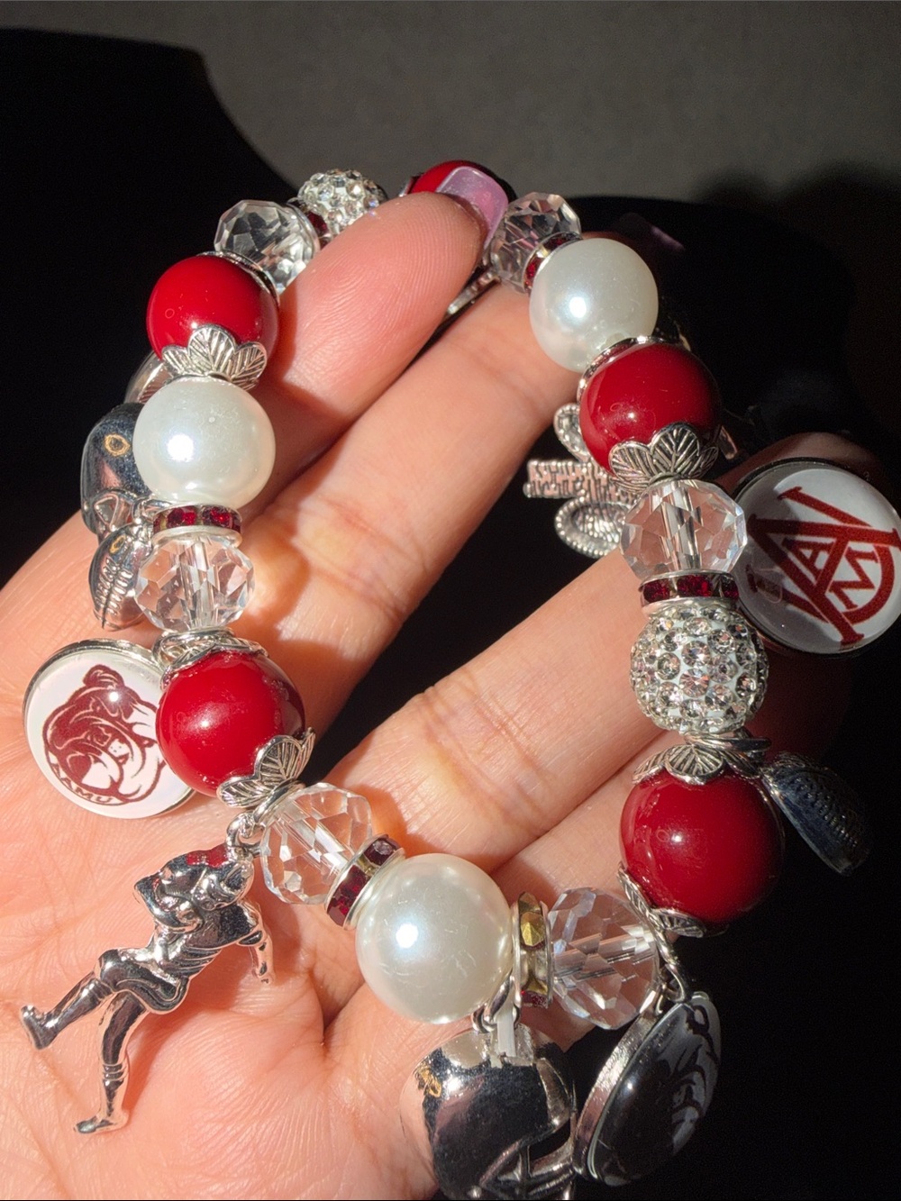 Red and Pearl Charm Bracelet - Women Jewelry